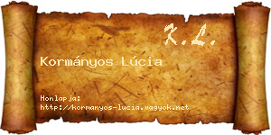 Kormányos Lúcia névjegykártya